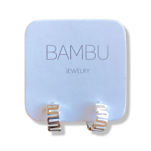 Bambu Earrings- Cleo Silver Plated
