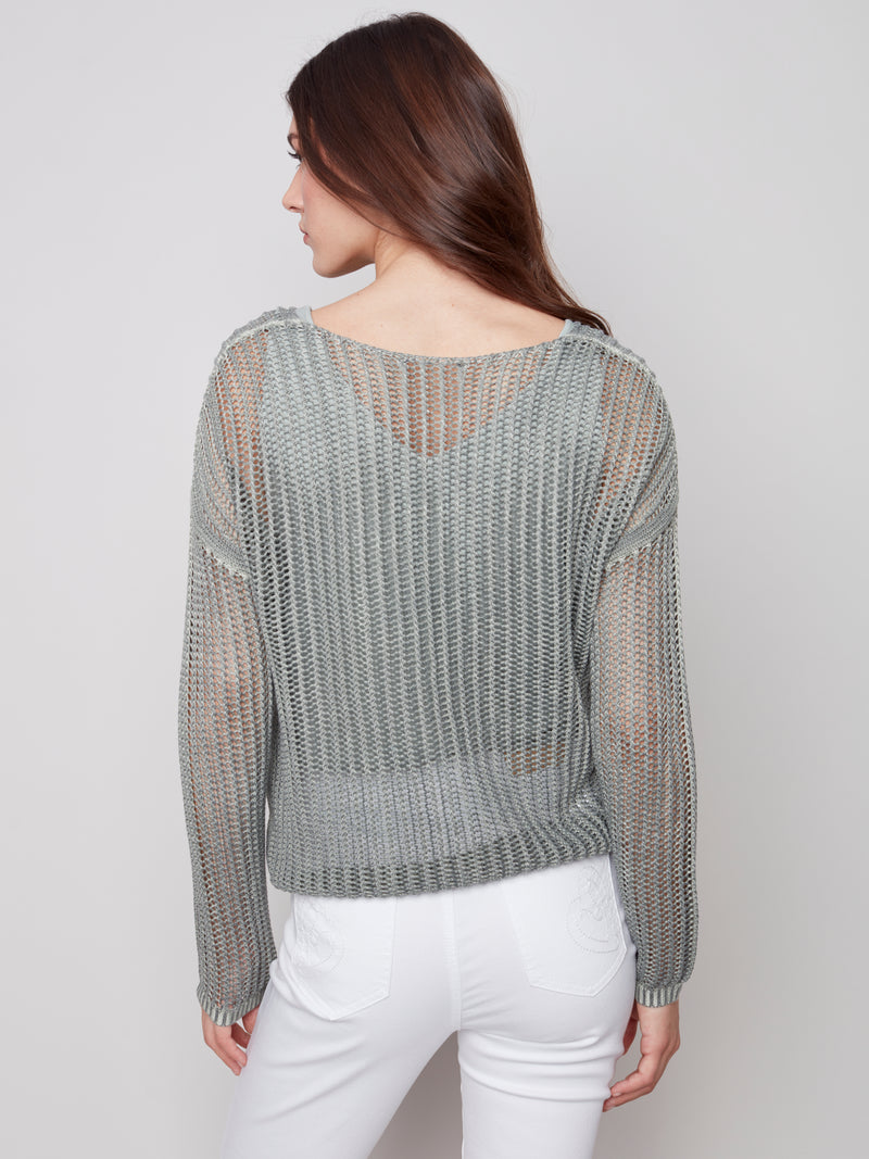 Fishnet Crochet Sweater- Celadon
