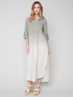 Long Ombré Duster Dress- Celadon