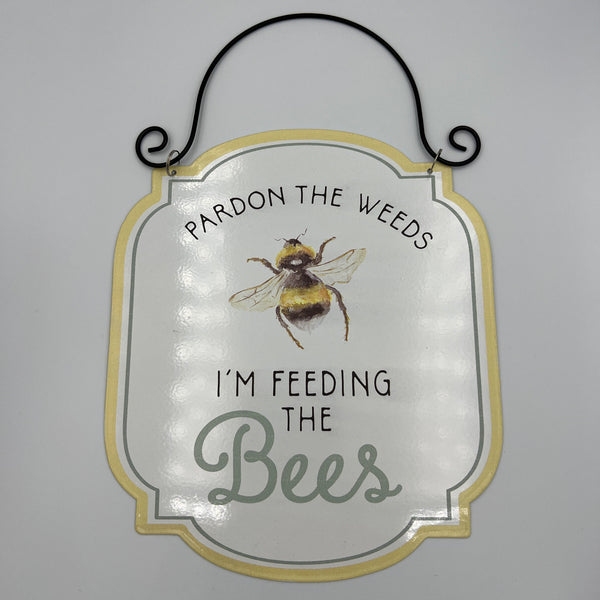 Decorative Tin Bee Sign- Feeding the Bees