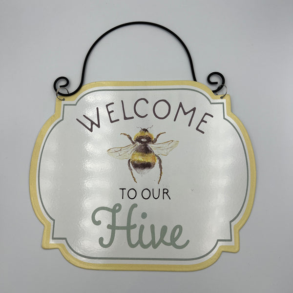 Decorative Tin Bee Sign- Hive