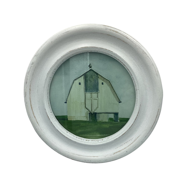 Farm Print in a Round Frame