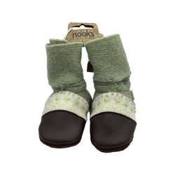 Nooks- Embroidered Wool Booties “Moss”