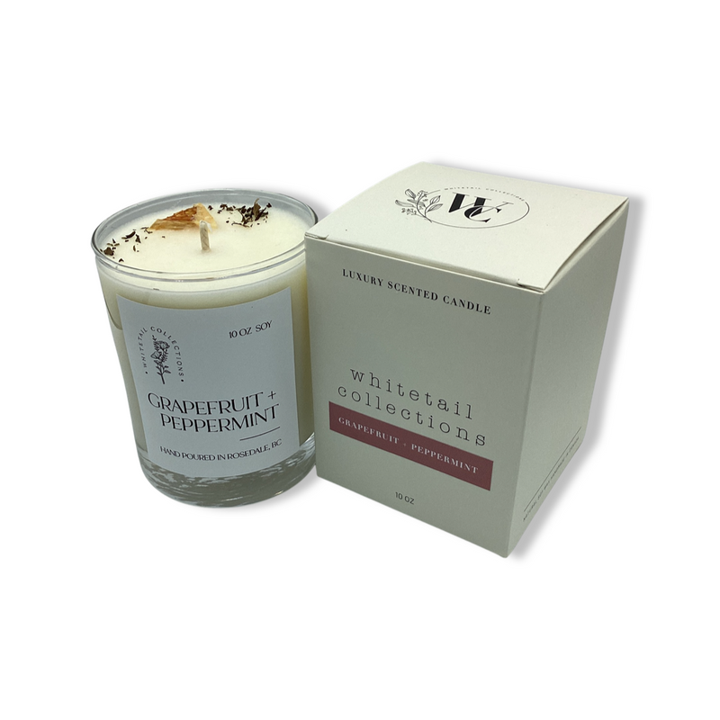 grapefruit and peppermint 10 ounce soy candle by whitetail collections