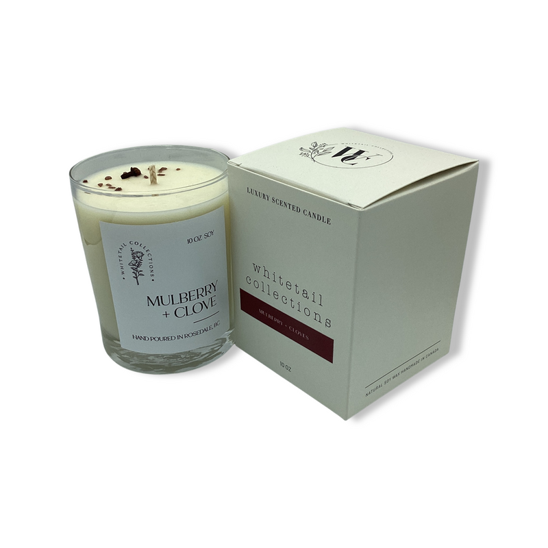 mulberry and cloves 10 ounce soy candle by whitetail collections
