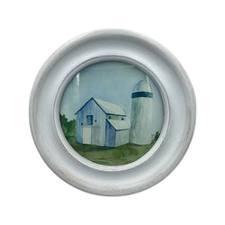 Farm Print in a Round Frame
