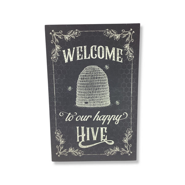 Chalkboard look Sign- Welcome to our happy Hive