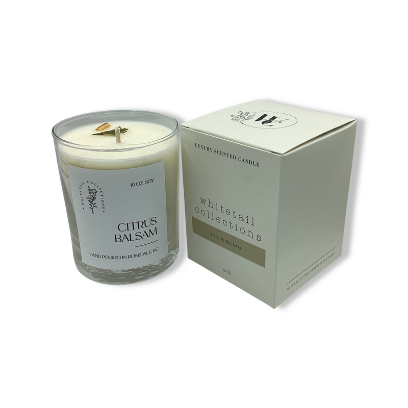 citrus balsam 10 ounce soy candle by whitetail collections