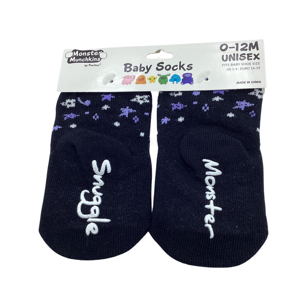 Monster Munchkins Baby Socks- Purple Snuggle Monster