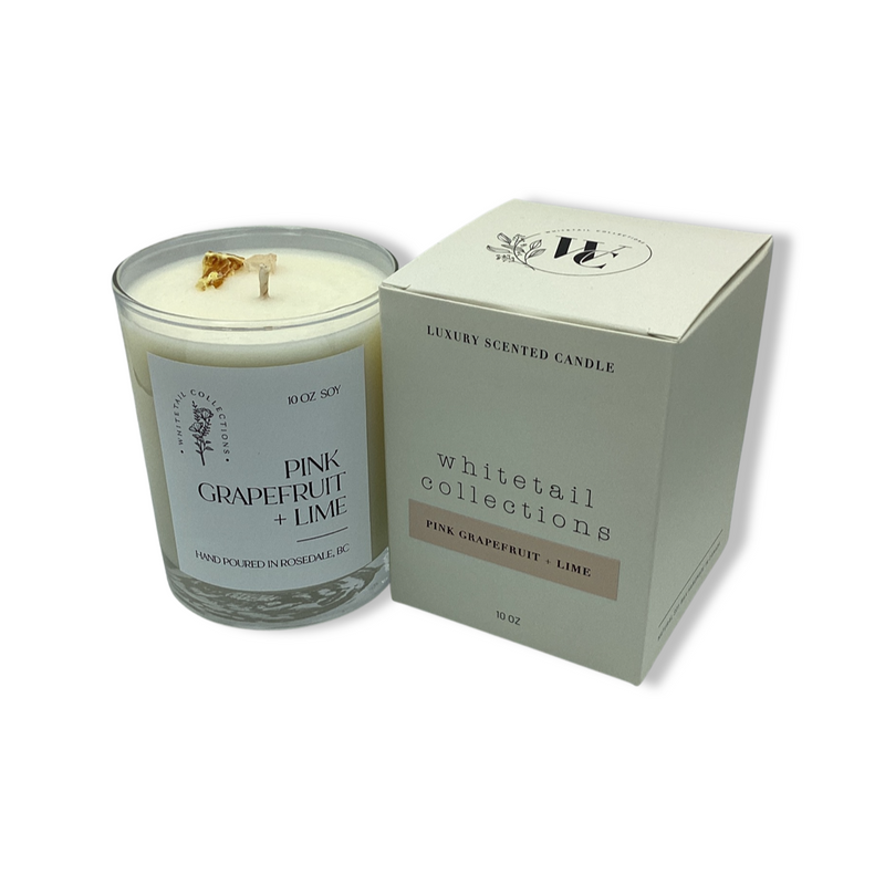 pink grapefruit and lime 10 ounce soy candle by whitetail collections