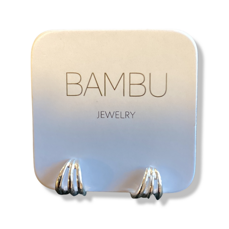 Bambu Earrings- Haisley Silver Plated