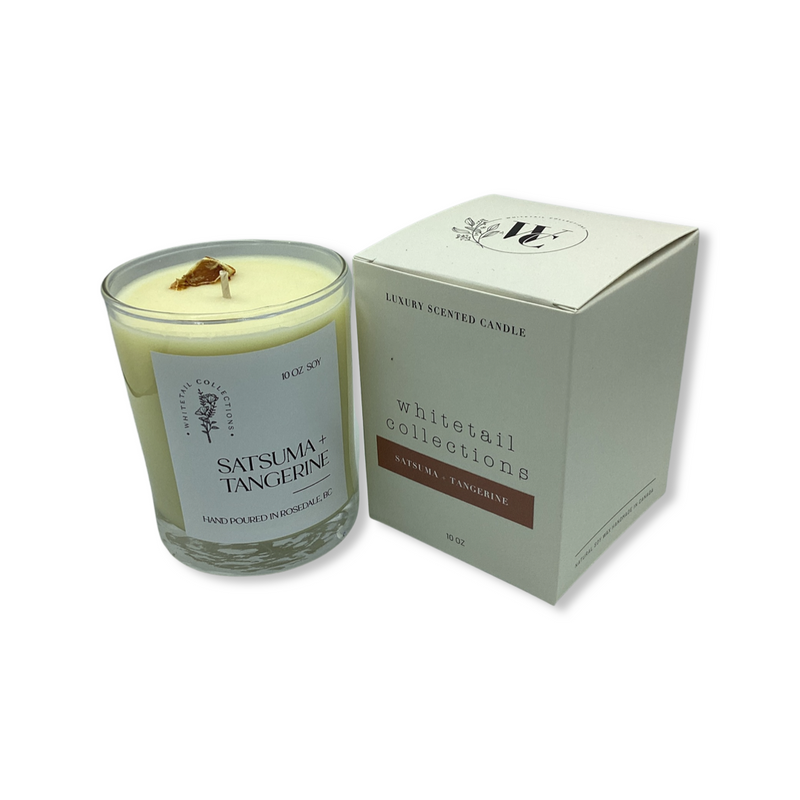 satsuma and tangerine 10 ounce soy candle by whitetail collections