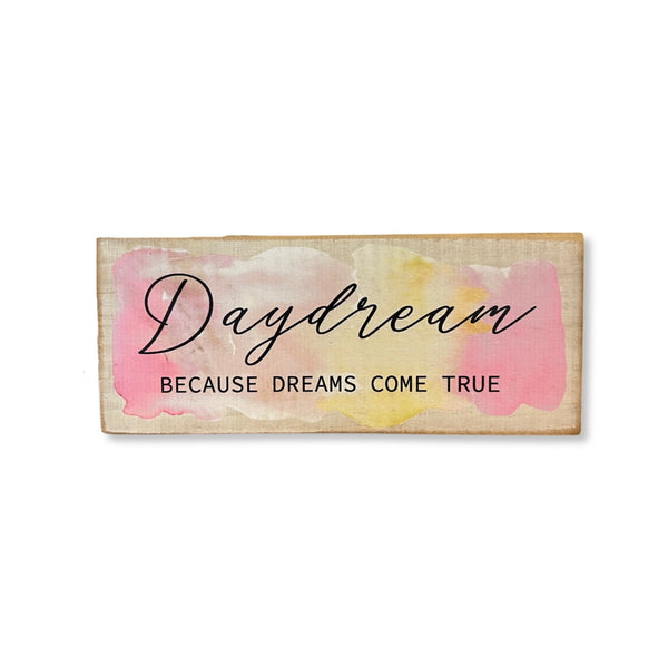 Inspirational Watercolour Rainbow Wood Block- Daydream