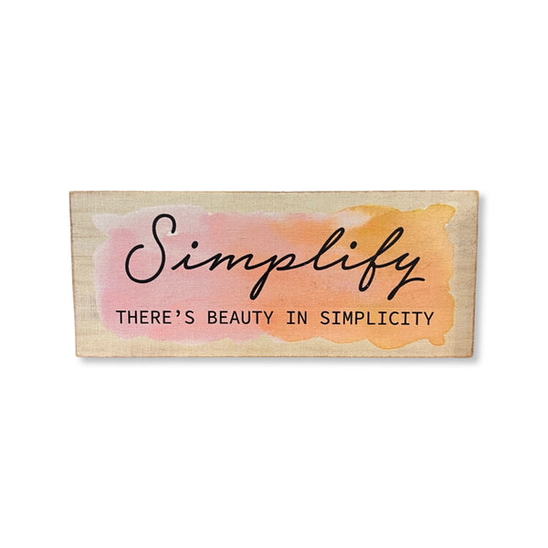 Inspirational Watercolour Rainbow Wood Block- Simplify