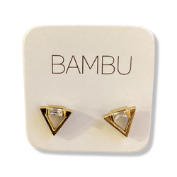 Bambu Earrings- Inverted Triangle Gold Plated