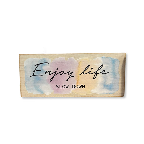 Inspirational Watercolour Rainbow Wood Block- Enjoy Life