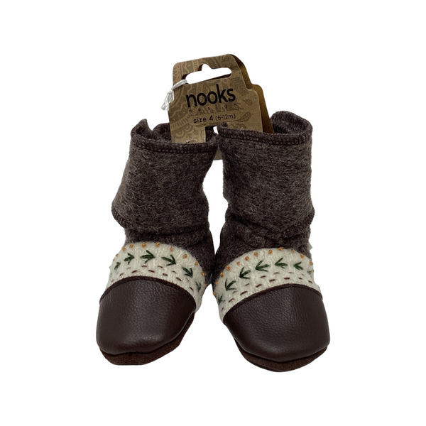 Nooks- Embroidered Wool Booties “Caribou”