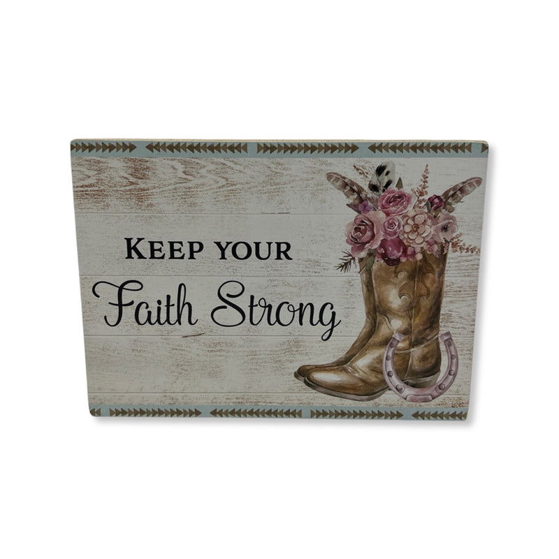 Pretty in Pink- Cowgirl Boot Faith plaque
