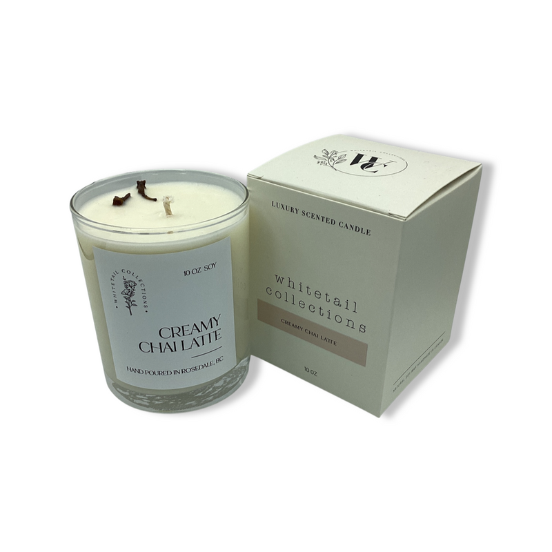 creamy chai latte 10 ounce soy candle by whitetail collections