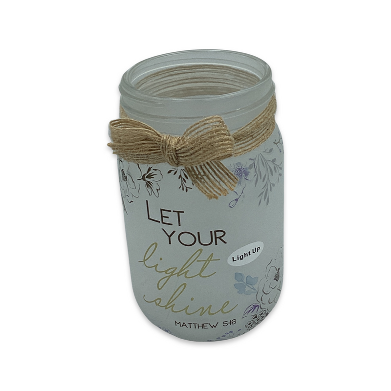 Light up Frosted Mason Jar with Bow